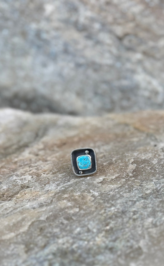 Blue Bird Turquoise Shadowbox Ring - Size 8