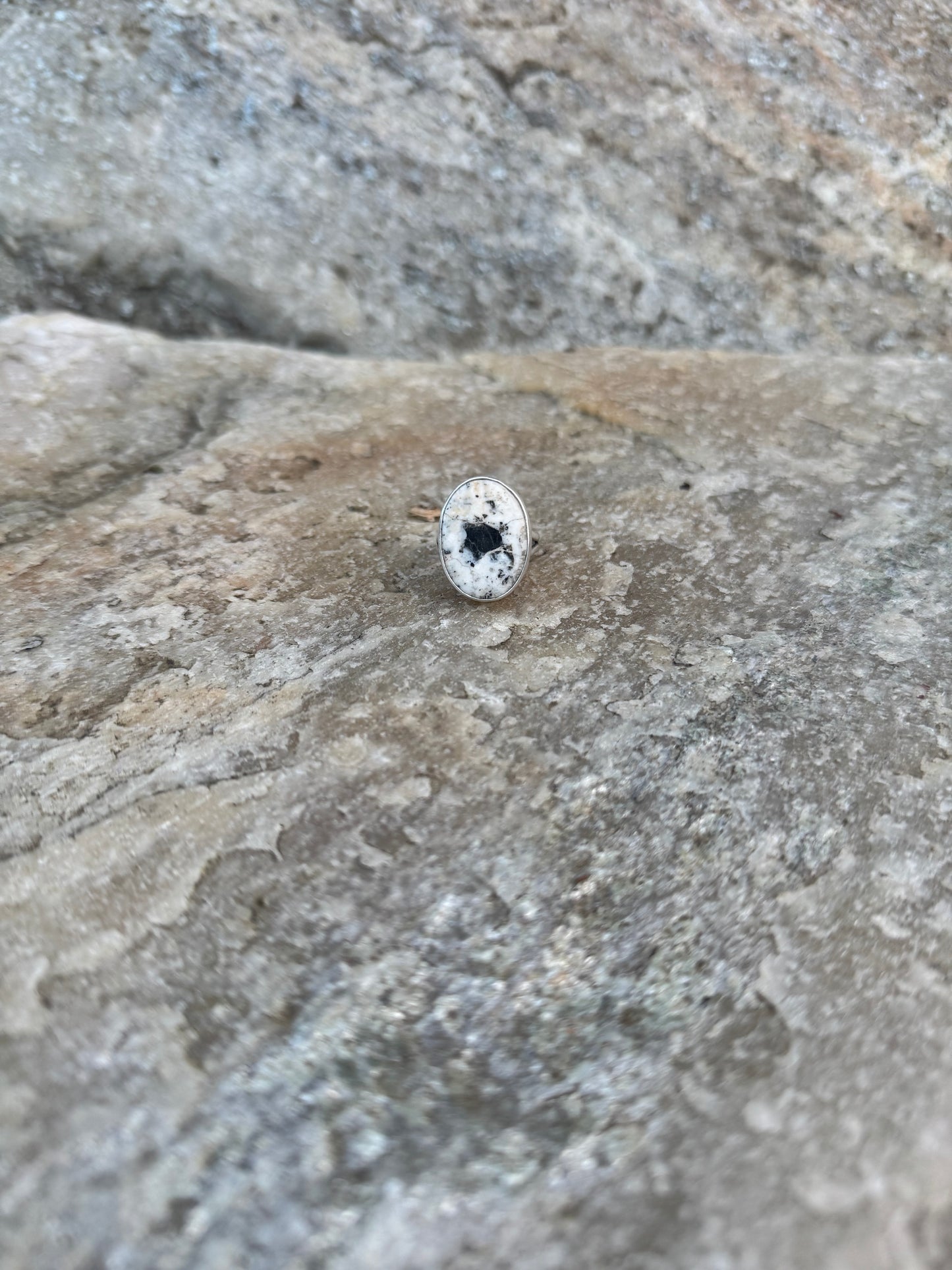 Oval White Buffalo Ring - Size 8