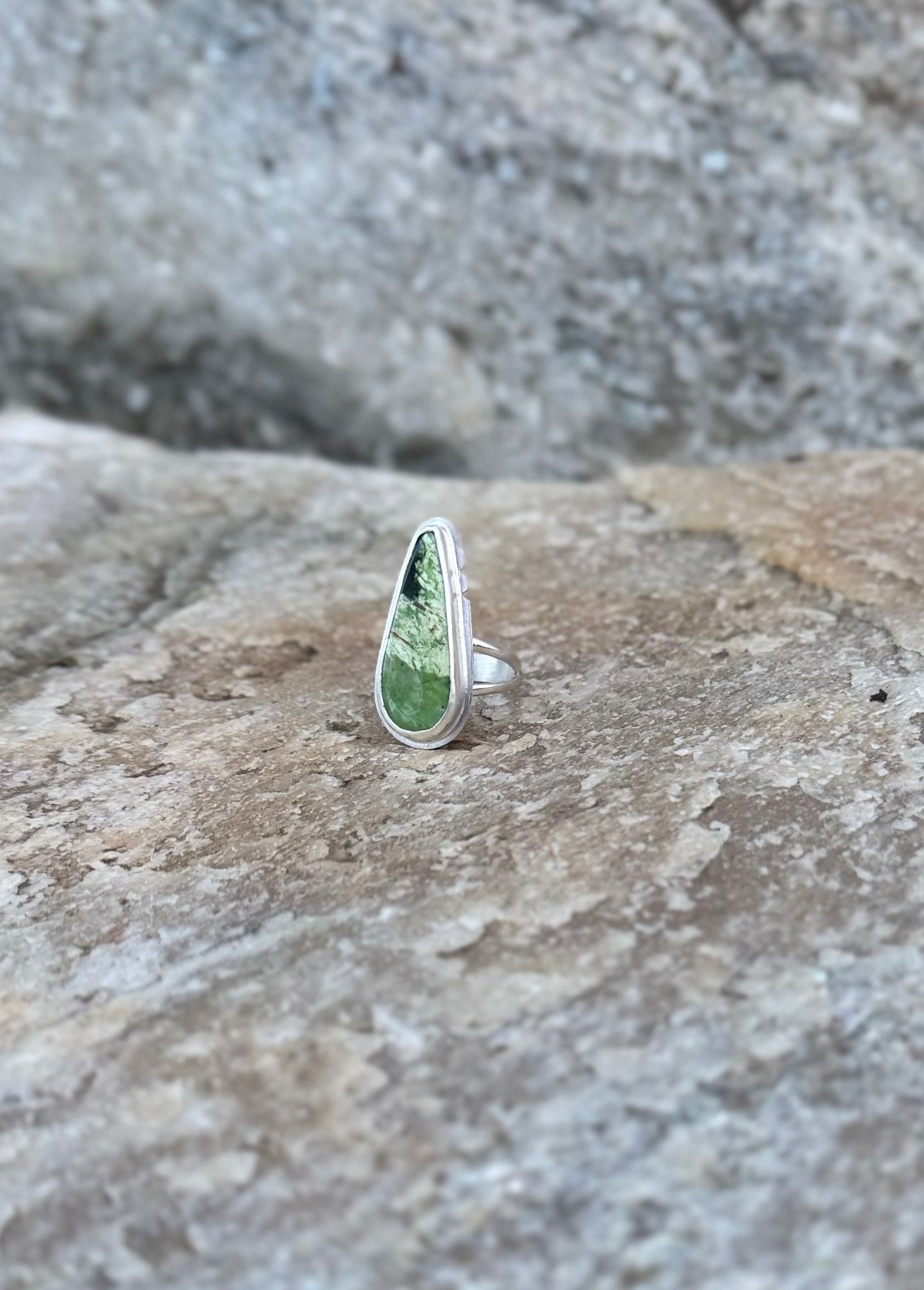 Triangular Variscite Ring - size 6 1/2
