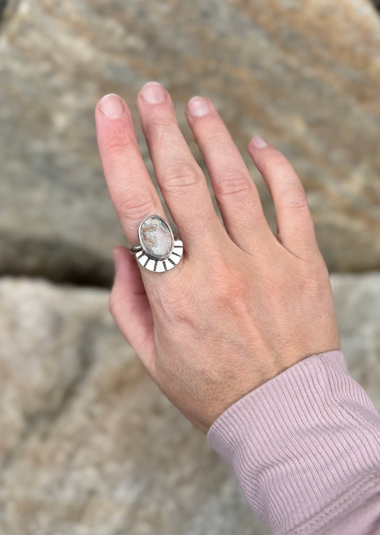 Crazy Lace Stamped Ring - Size 8