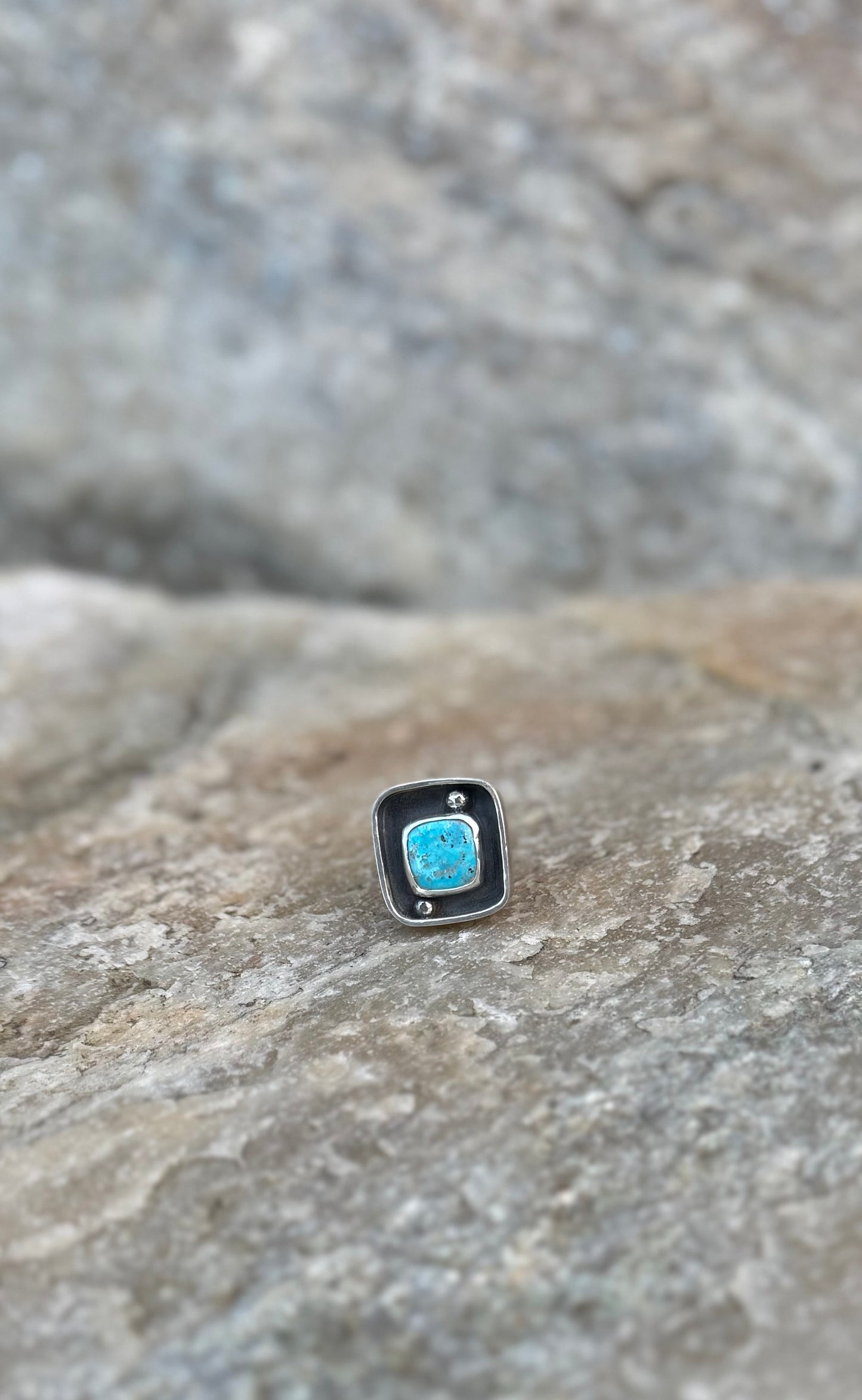 Blue Bird Turquoise Shadowbox Ring - Size 8