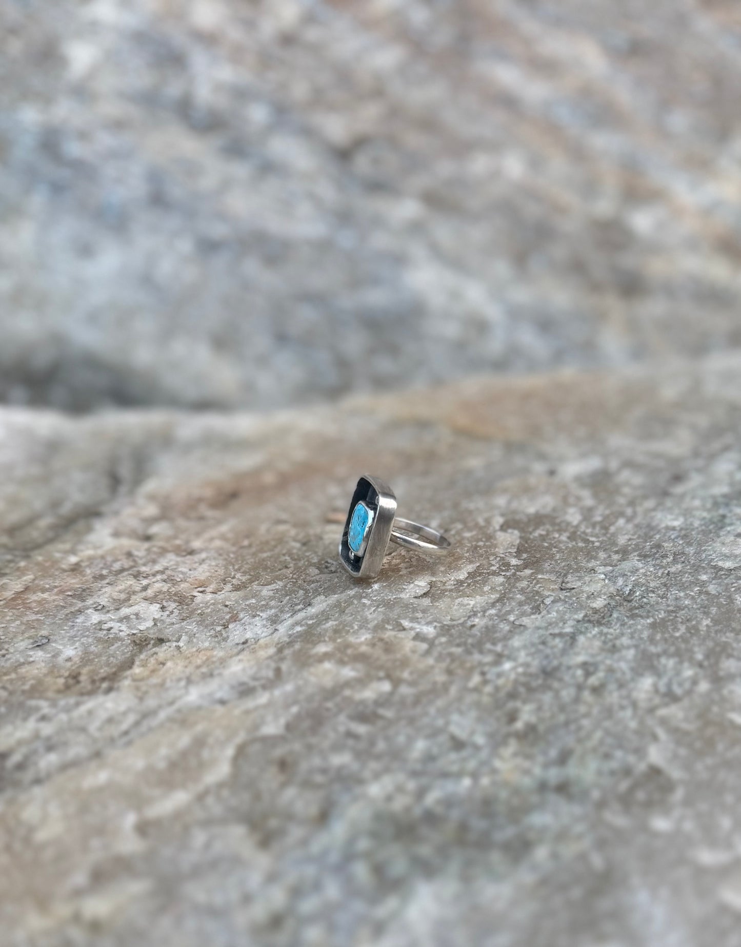 Blue Bird Turquoise Shadowbox Ring - Size 8