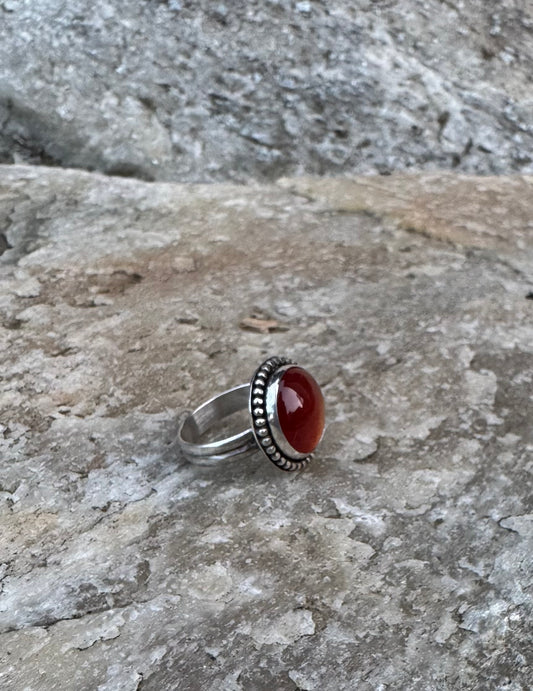 Round Carnelian Ring - Size 6 3/4