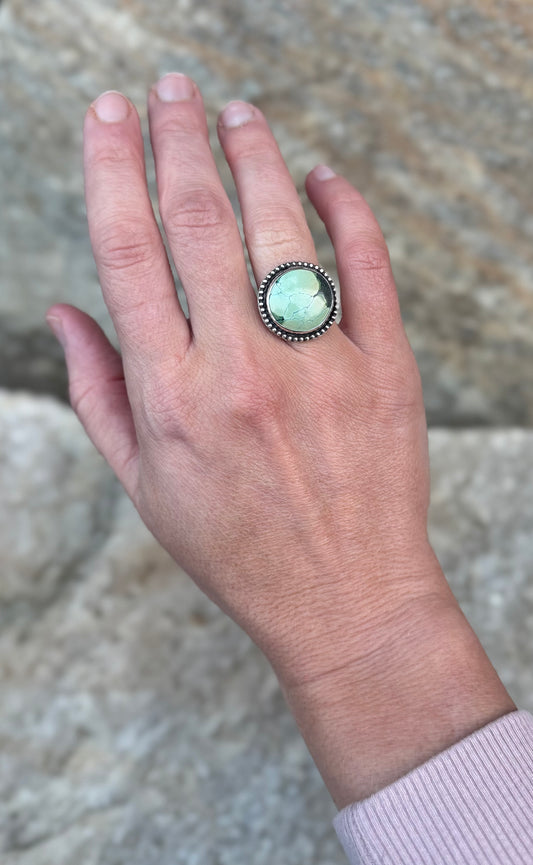 Round Hubei Turquoise Ring - Size 6