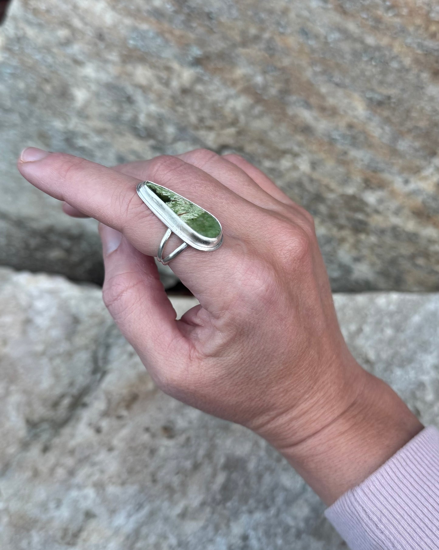 Triangular Variscite Ring - size 6 1/2