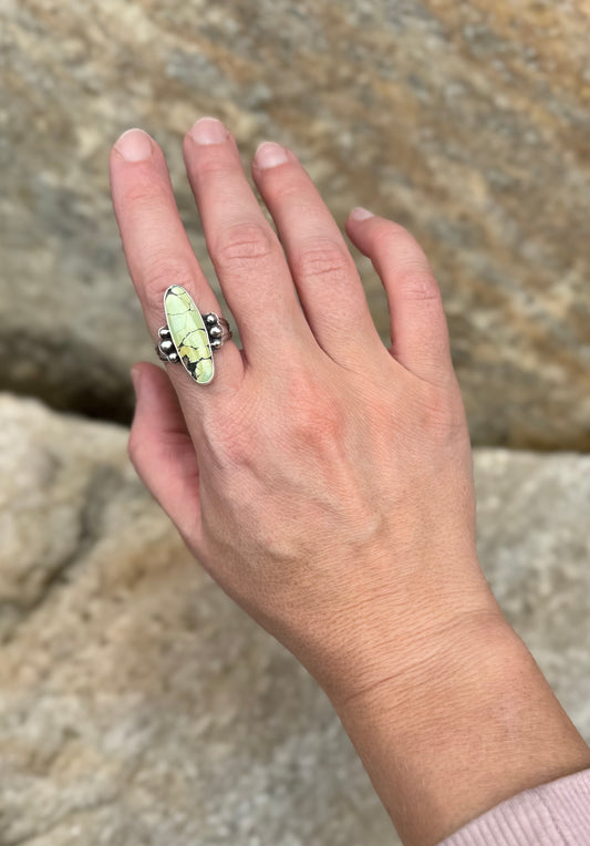 Oval Hubei Turquoise Ring - Size 8