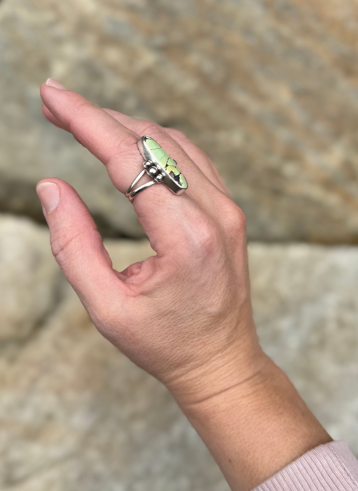 Oval Hubei Turquoise Ring - Size 8