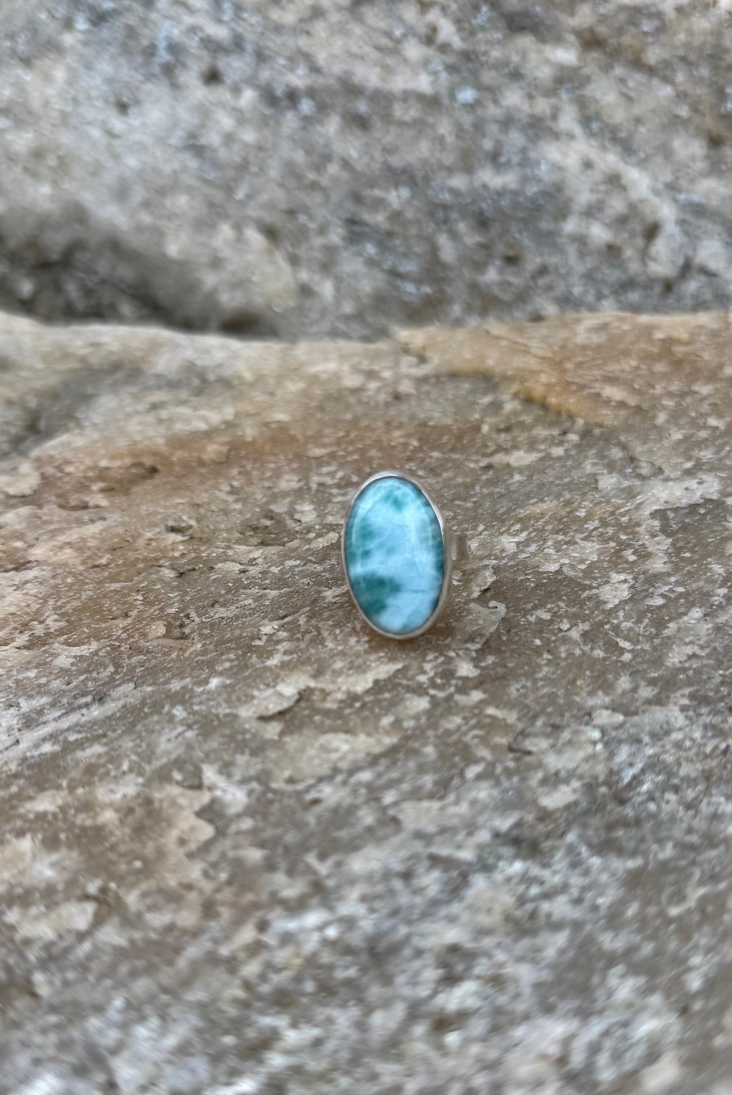 Blue Larimar Oval Ring - Size 7
