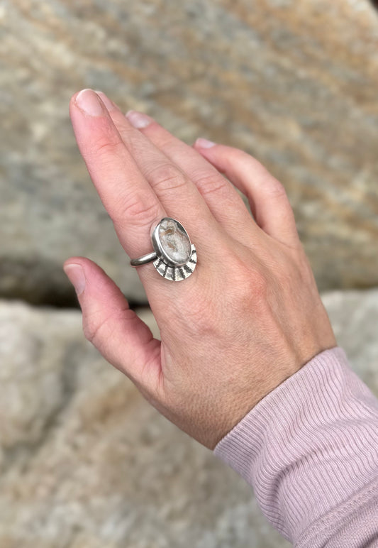 Crazy Lace Stamped Ring - Size 8